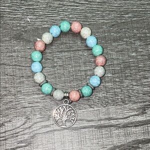 Tree of Life Beaded Bracelet - Pink, Blue, Green